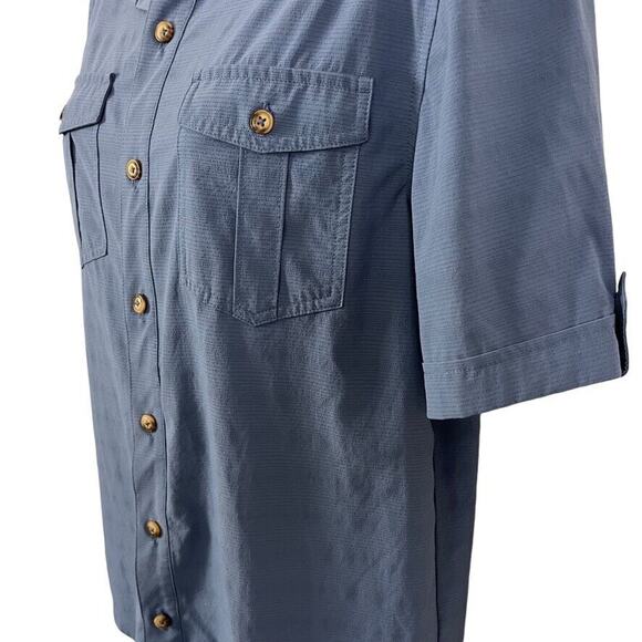 Zyia Active Womens Vented Button Down Short Sleeve Fishing Blue Shirt Top sz M - Picture 9 of 16